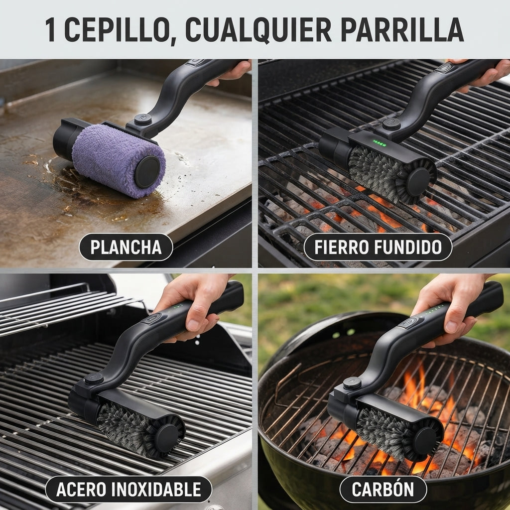 QUINCHOX – Cepillo Eléctrico Giratorio para Parrilla (2 en 1)