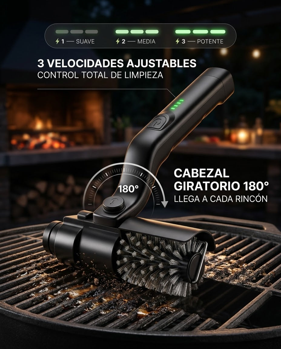 QUINCHOX – Cepillo Eléctrico Giratorio para Parrilla (2 en 1)