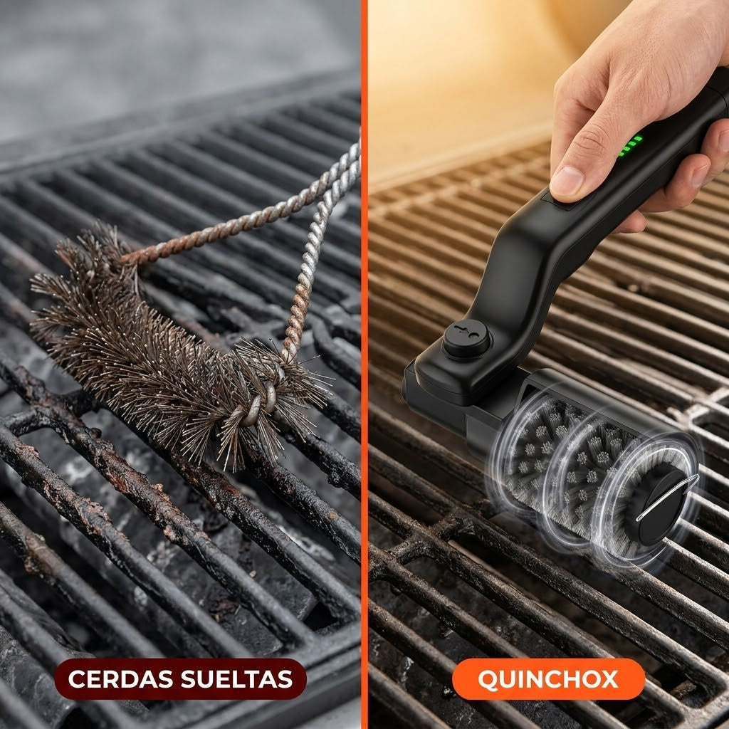 QUINCHOX – Cepillo Eléctrico Giratorio para Parrilla (2 en 1)