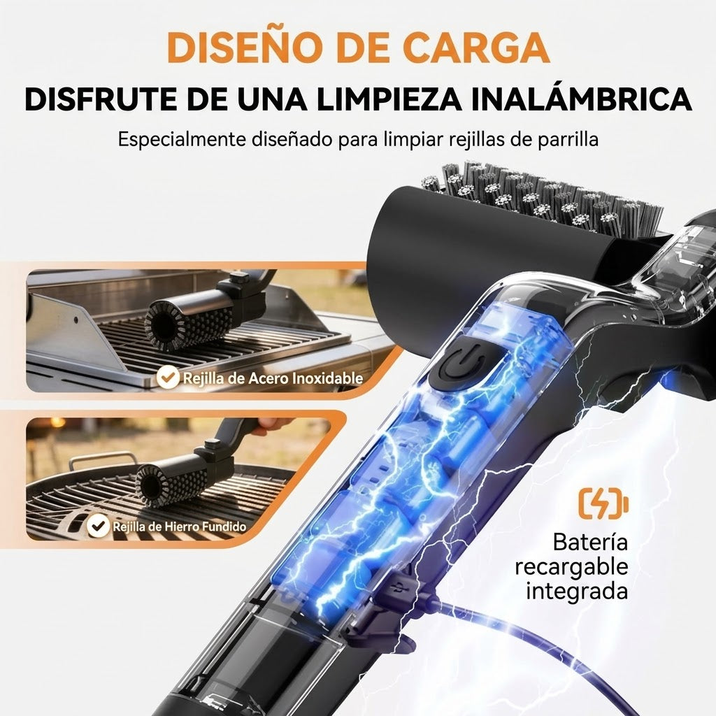 QUINCHOX – Cepillo Eléctrico Giratorio para Parrilla (2 en 1)